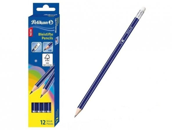 Pelikan Kurşun Kalem Silgili 2B Dereceli Kurşun Kalem (12 Li Paket)