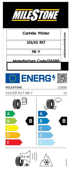 Milestone 215/55 R17 98V Reinf. Carmile Winter Kış Lastiği Üretim Tarihi 2024 - 4