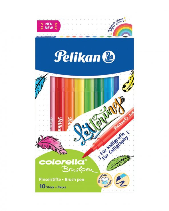 Pelikan Keçeli Kalem Colorella Fırça Uçlu 10 Renk Keçeli Boya Kalemi