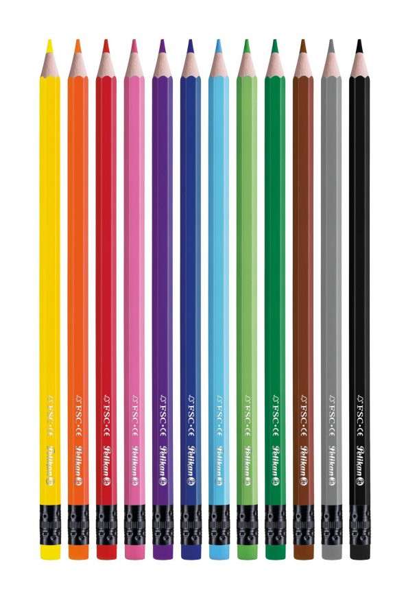 Pelikan Kuru Boya Kalemi Silgili 12 Renk Kuru Boya Kalemi Silgili - 2