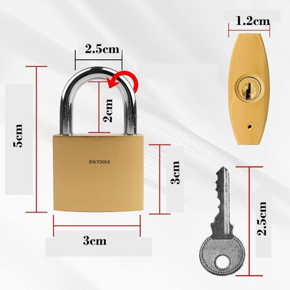Zhltools 30mm Dolap Çanta Bavul Kilidi Asma Kilit - 3