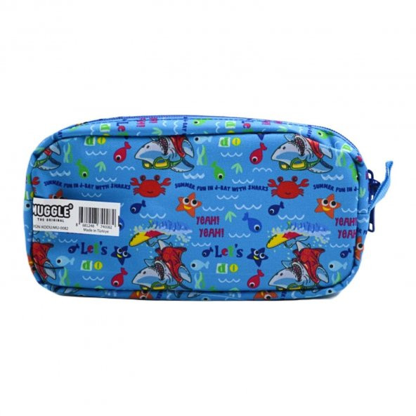 Muggle Kalem Çantası Cute Shark Mavi İki Bölmeli Kalem Çantası - 3