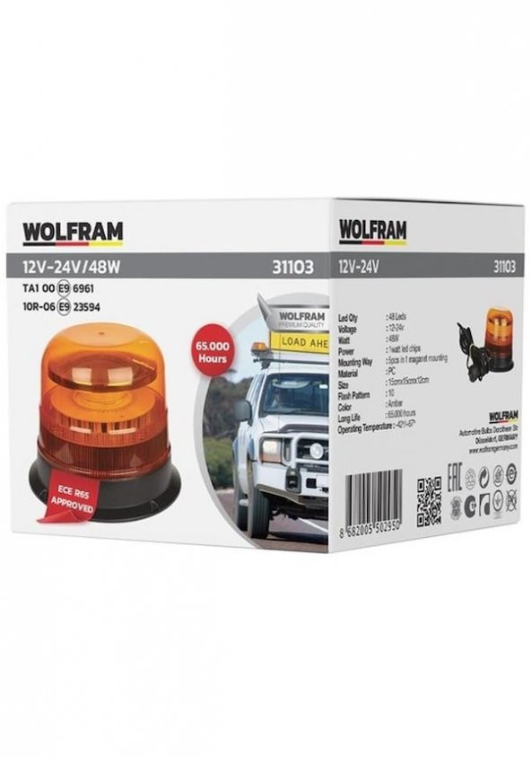 LEDLİ DÖNER LAMBA MIKNATISLI VE VATUZLU 12-24VOLT 48WATT FONKSYONLU