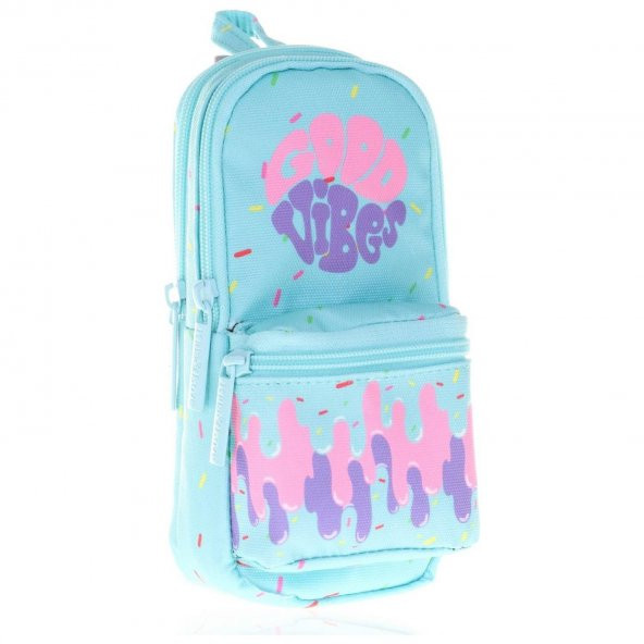 Kaukko Kalem Çantası Layer Junior Bag Good Vibes Üç Bölmeli Kalem Çantası