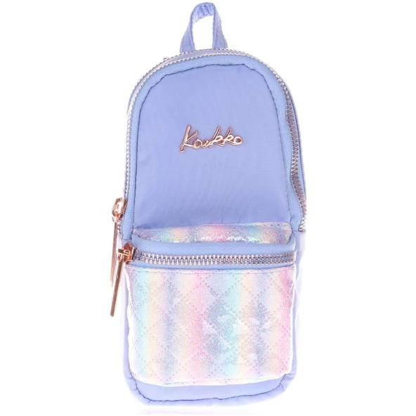 Kaukko Kalem Çantası Bright Junior Bag Kapitone-Floral Mavi Üç Bölmeli Kalemlik - 2