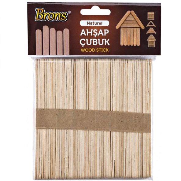 Brons Ahşap Dil Basma Çubuğu Abeslang Naturel Geniş 50`li Paket