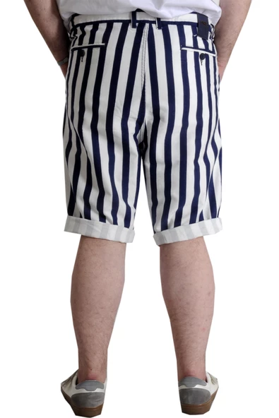 Mode XL Büyük Beden Erkek Gabardin Kapri Çizgili 22412 Lacivert-Beyaz - 4