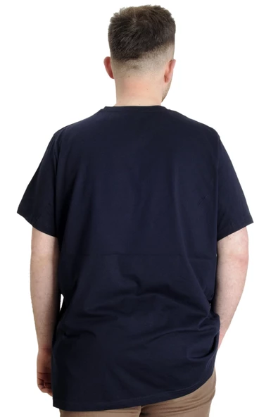 Mode XL Büyük Beden Erkek T-shirt VINTAGE 23144 Lacivert - Resim 4