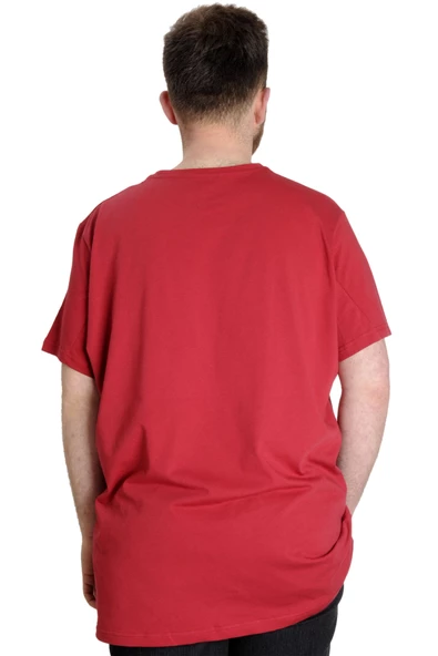 Mode XL Büyük Beden Erkek T-shirt WHATEVER 23148 Bordo - Resim 4