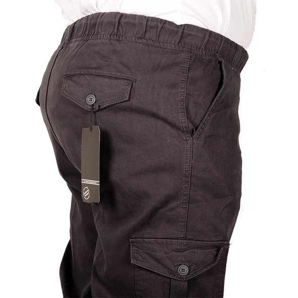 Mode XL Büyük Beden Erkek Keten Kargo Jogger 21910 Antrasit - 4