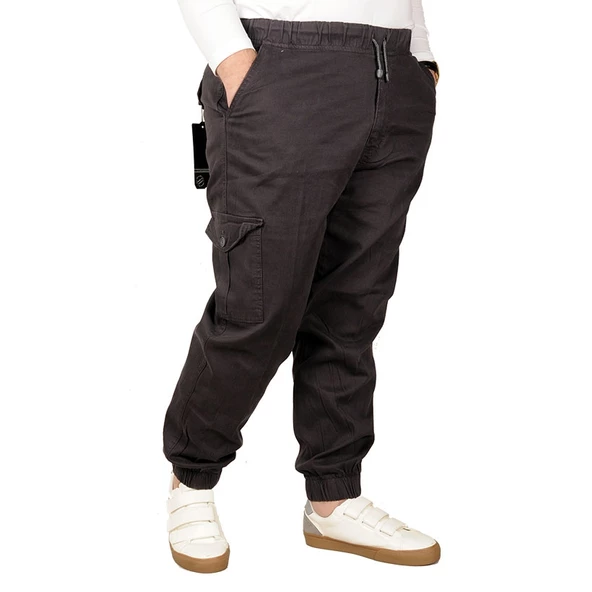 Mode XL Büyük Beden Erkek Keten Kargo Jogger 21910 Antrasit - 3