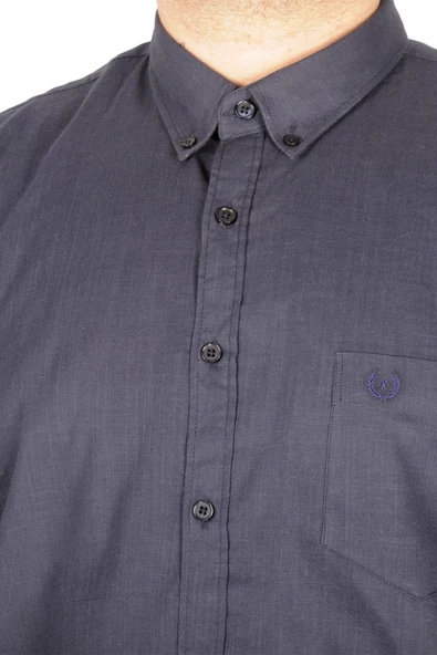 Mode XL Büyük Beden Keten Likralı Gömlek Cepli 20389 - Resim 3