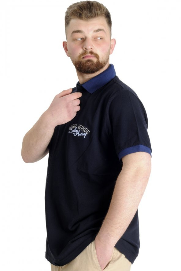 Mode XL Büyük Beden Erkek Polo T-shirt SAILING 23344 Lacivert - 2