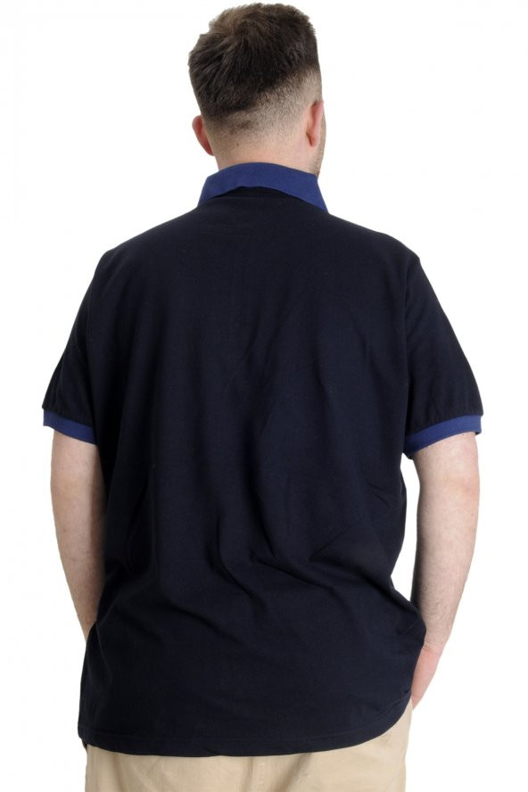 Mode XL Büyük Beden Erkek Polo T-shirt SAILING 23344 Lacivert - 4