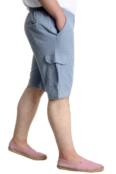 Mode XL Büyük Beden Erkek Şort Kargo Cep WAFFLE 23500 Mavi - 3