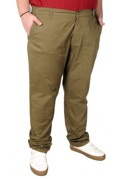 Mode XL Büyük Beden Erkek Pantolon Keten Milano 20850 Haki - 5
