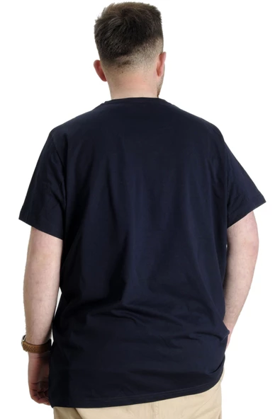 Mode XL Büyük Beden Erkek T-shirt DEW CLOUD 23145 Lacivert - 4
