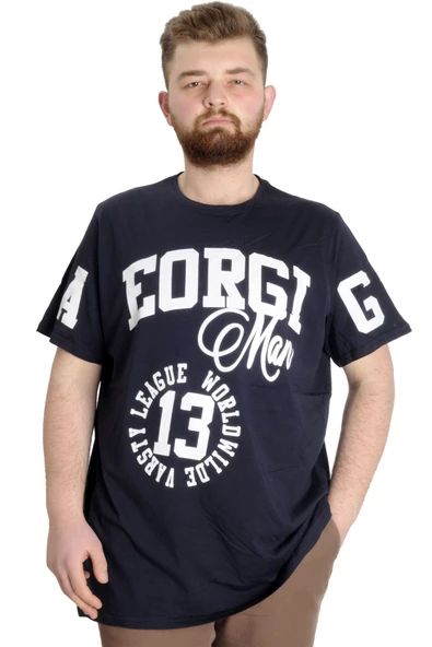 Mode XL Büyük Beden Erkek T-shirt GEORGIA 23136 Lacivert ürün görseli
