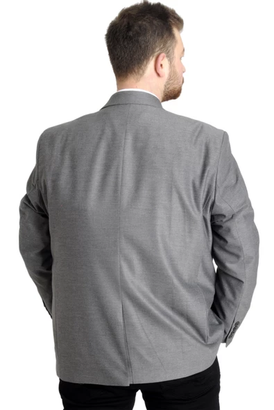 Mode XL Büyük Beden Erkek Ceket Blazer Perfetto Plus 21022 Gri - 3