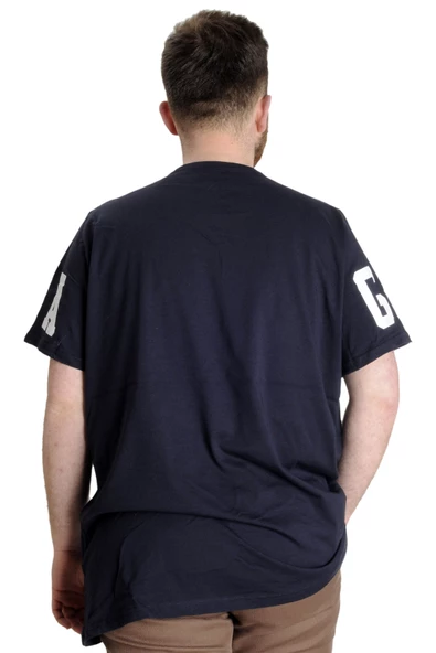 Mode XL Büyük Beden Erkek T-shirt GEORGIA 23136 Lacivert - Resim 4