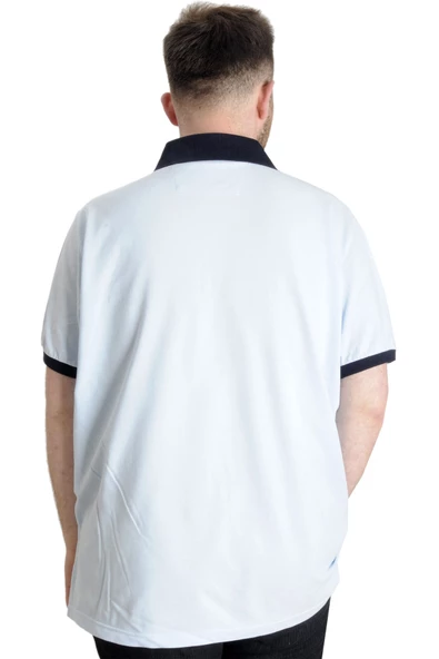 Mode XL Büyük Beden Erkek Polo T-shirt SAILING 23344 Mavi - Resim 4