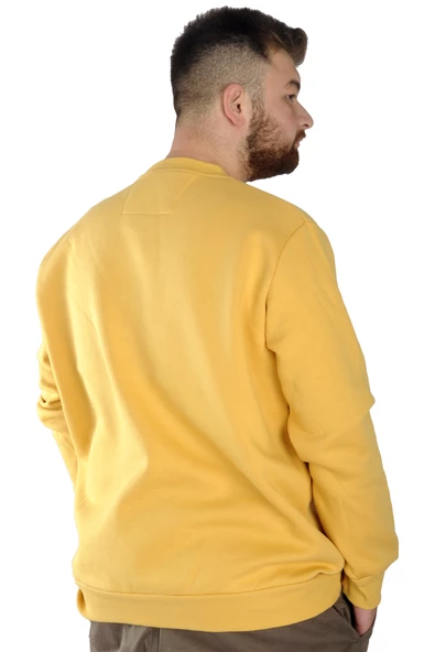 Mode XL Erkek Sweatshirt Bisiklet Yaka Reach High 22544 Hardal - Resim 3