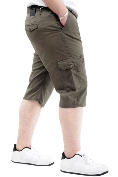 Mode XL Büyük Beden Erkek Kapri Klasik 21401 Haki - Resim 4