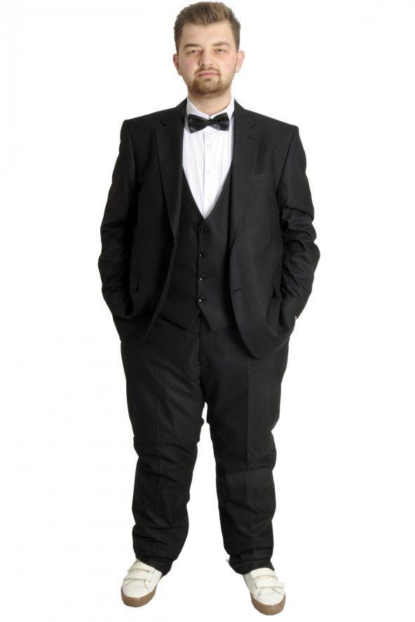 Mode XL Büyük Beden Takim Elbise Yelek Bogart 17003A Siyah