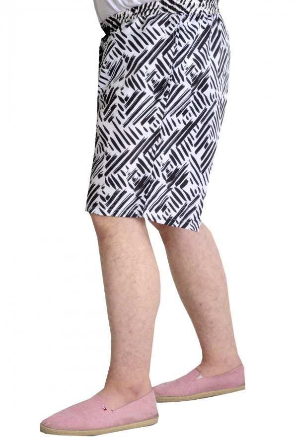 Mode XL Erkek Deniz Şortu DESENLİ 23464 Siyah-Beyaz - 2