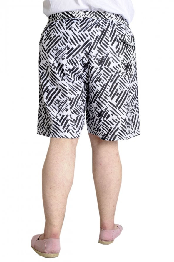 Mode XL Erkek Deniz Şortu DESENLİ 23464 Siyah-Beyaz - 4