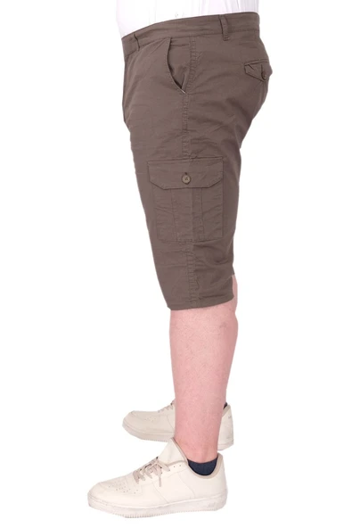 Mode XL Büyük Beden Erkek Kapri Klasik 21401 Haki - Resim 11