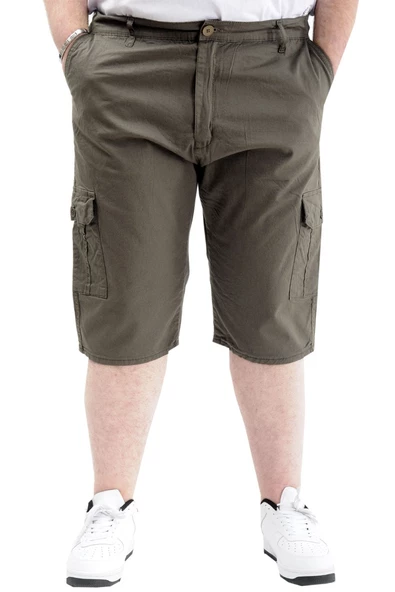 Mode XL Büyük Beden Erkek Kapri Klasik 21401 Haki - Resim 2