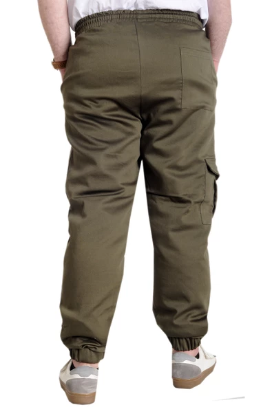 Mode XL Erkek Pantolon Keten Kargo Cep JOGGER BAHAR 23912 Haki - 4