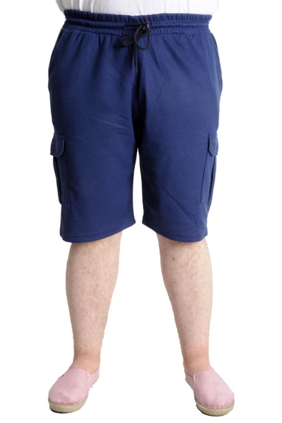 Mode XL Büyük Beden Erkek Şort Kargo Cep WAFFLE 23500 İndigo