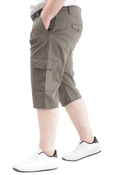 Mode XL Büyük Beden Erkek Kapri Klasik 21401 Haki - Resim 3