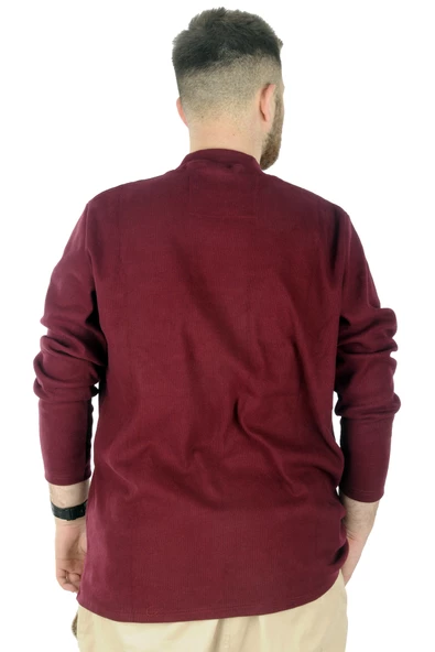 Mode XL Büyük Beden Uzun Kol Yarım Balıkçı Kazak 22558 Bordo - 4