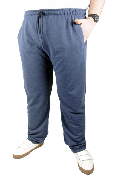 Mode XL Büyük Beden Erkek Esofman Altı Recycle 2 İp B11106 Indigo - Resim 4