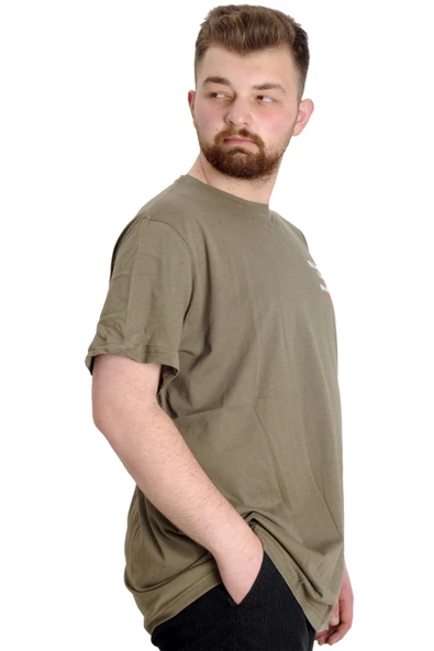 Mode XL Büyük Beden Erkek T-shirt  CULTURE 23146 Haki - 3