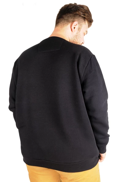 Mode XL Erkek Sweatshirt Bisiklet Yaka Basic 20131 Lacivert - Resim 2
