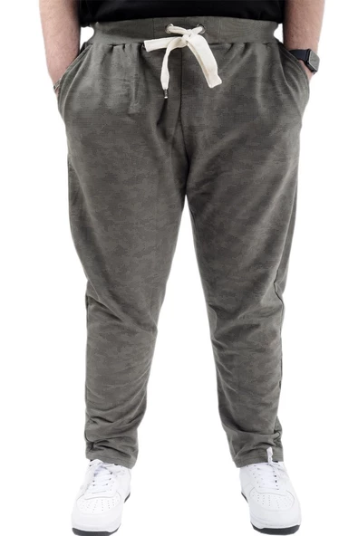 Mode XL Büyük Beden Eşofman Altı Dar Paça Point Designed 20514 Haki - Resim 2