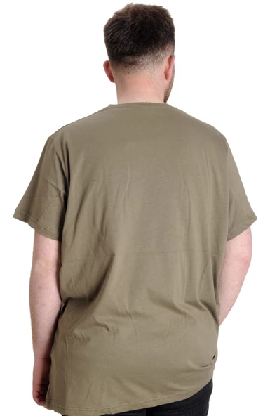 Mode XL Büyük Beden Erkek T-shirt  CULTURE 23146 Haki - 4