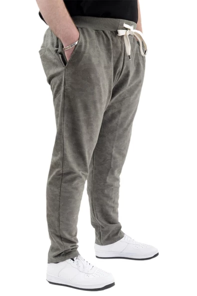 Mode XL Büyük Beden Eşofman Altı Dar Paça Point Designed 20514 Haki - Resim 7