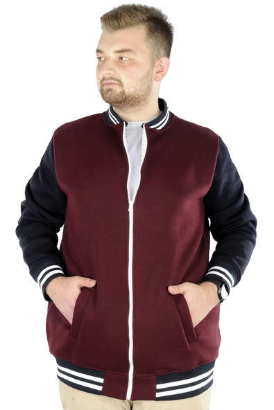 Mode XL Büyük Beden Erkek Kolej Mont 22618 Mürdüm