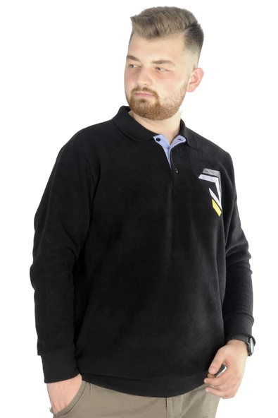 Mode XL Erkek Sweatshirt  Polo Selanik Strong 22440 Siyah - Resim 2