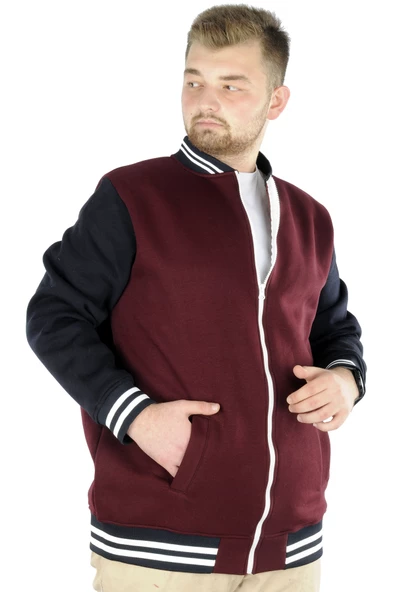 Mode XL Büyük Beden Erkek Kolej Mont 22618 Mürdüm - 2