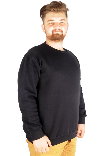 Mode XL Erkek Sweatshirt Bisiklet Yaka Basic 20131 Lacivert - Resim 8