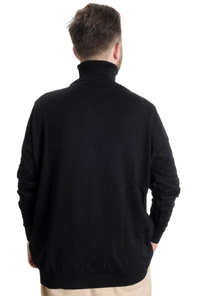 Mode XL Büyük Beden Erkek Kazak Balıkçı Yaka 22205 Siyah - 4