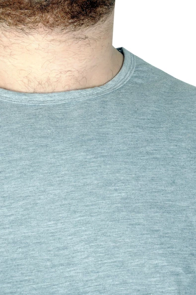 Mode XL Battal Beden Erkek Kolsuz Tshirt Düz 20003 Grimelanj - Resim 6