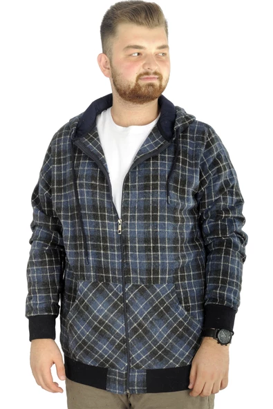Mode XL Erkek Oduncu Kapsonlu Sweat Pocket 21574 Indigo - 4