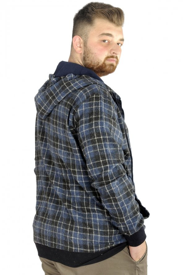 Mode XL Erkek Oduncu Kapsonlu Sweat Pocket 21574 Indigo - 2